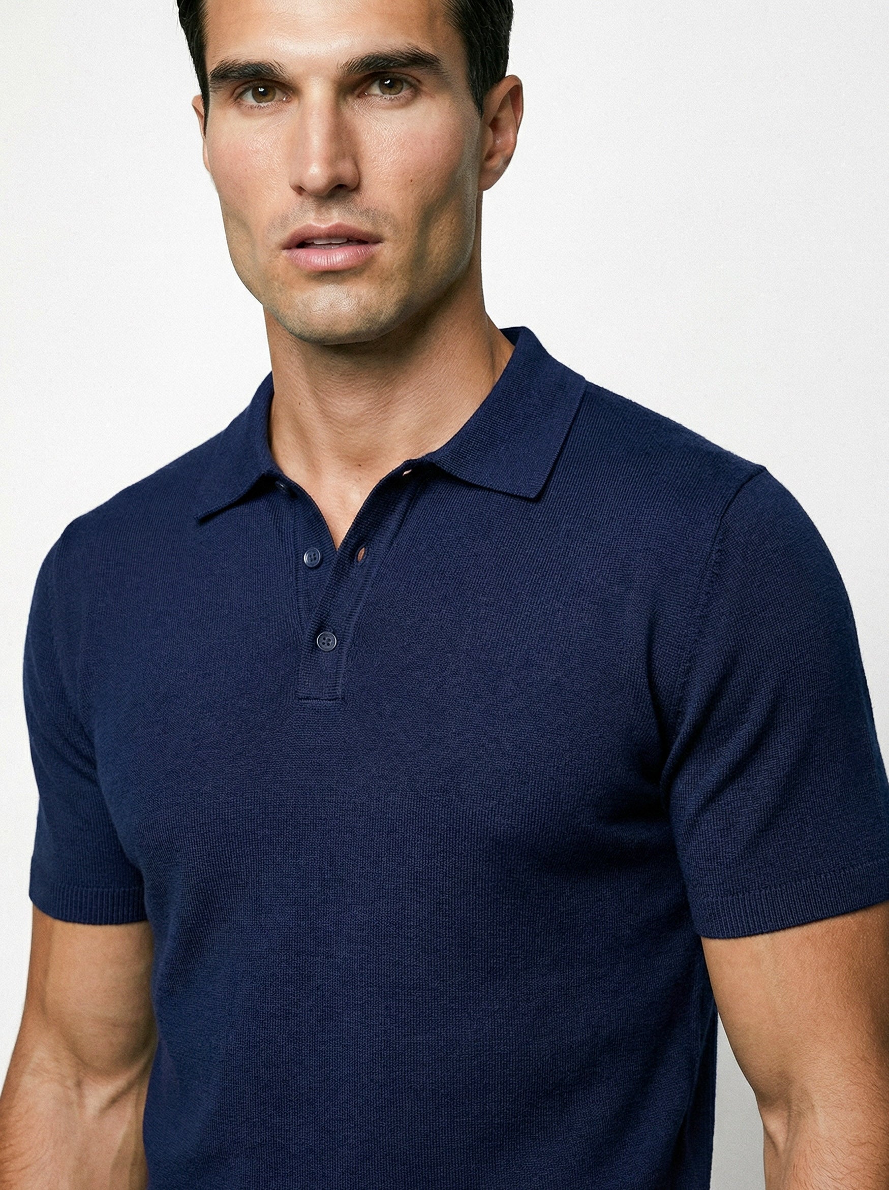SHORT SLEEVE KNITTED POLO | NAVY
