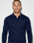 LONG SLEEVE KNITTED POLO | NAVY