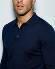 LONG SLEEVE KNITTED POLO | NAVY