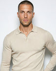 LONG SLEEVE KNITTED POLO | BEIGE