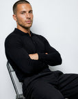 LONG SLEEVE KNITTED POLO | BLACK