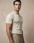 SHORT SLEEVE KNITTED POLO | BEIGE