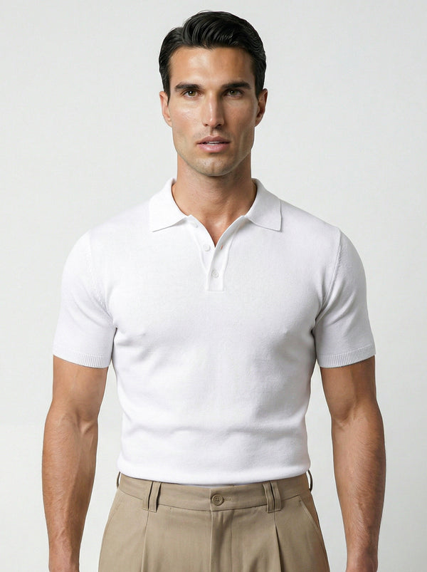SHORT SLEEVE KNITTED POLO | WHITE