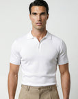 SHORT SLEEVE KNITTED POLO | WHITE