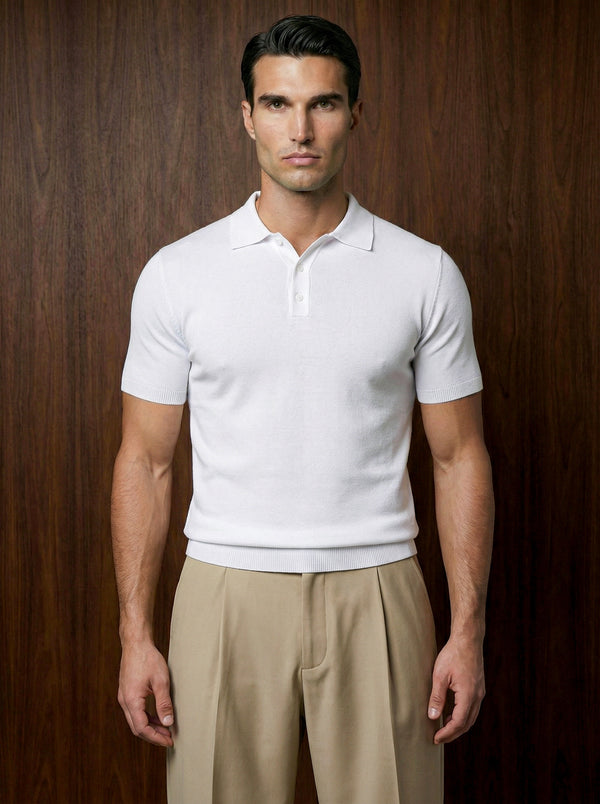 SHORT SLEEVE KNITTED POLO | WHITE