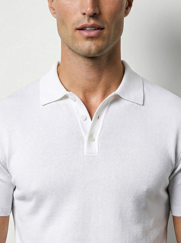 SHORT SLEEVE KNITTED POLO | WHITE