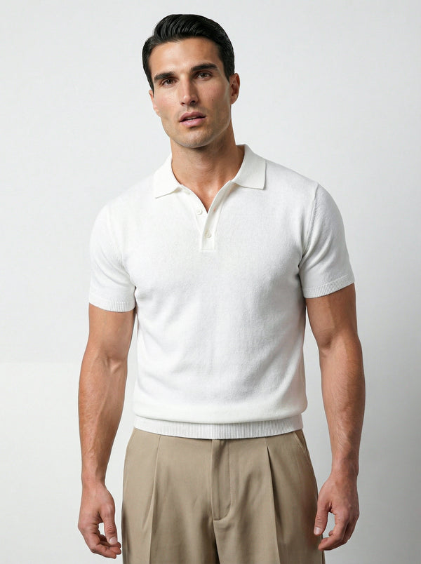 SHORT SLEEVE KNITTED POLO | WHITE