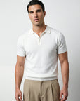 SHORT SLEEVE KNITTED POLO | WHITE
