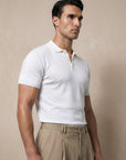 SHORT SLEEVE KNITTED POLO | WHITE