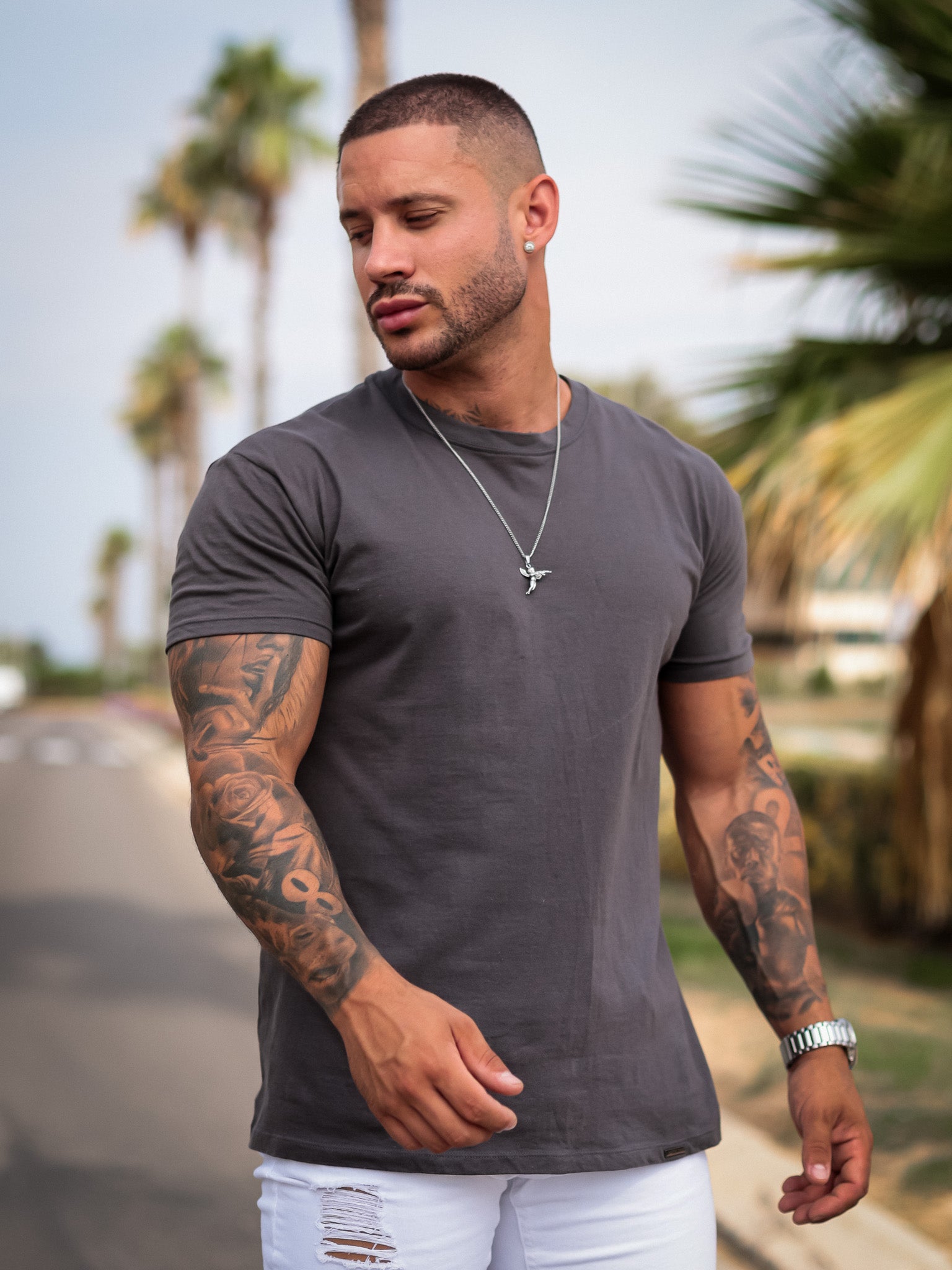 BASIC SLIM-FIT T-SHIRT | DARK GREY