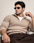 JERSEY PUNTO CANALÉ CUELLO CREMALLERA | BEIGE