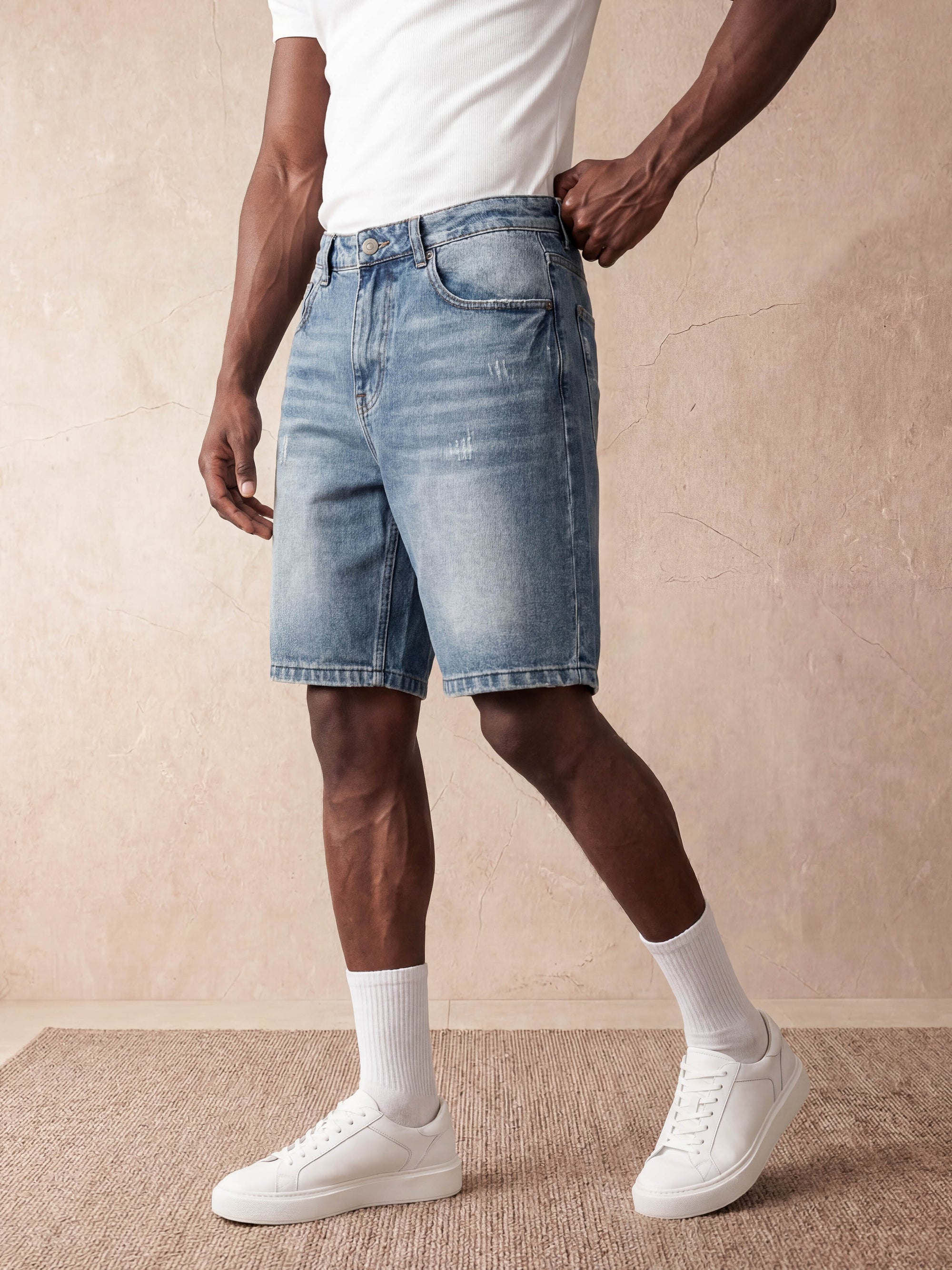 REGULAR FIT DENIM SHORTS | BLUE