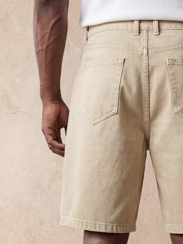 REGULAR FIT DENIM SHORTS | KHAKI