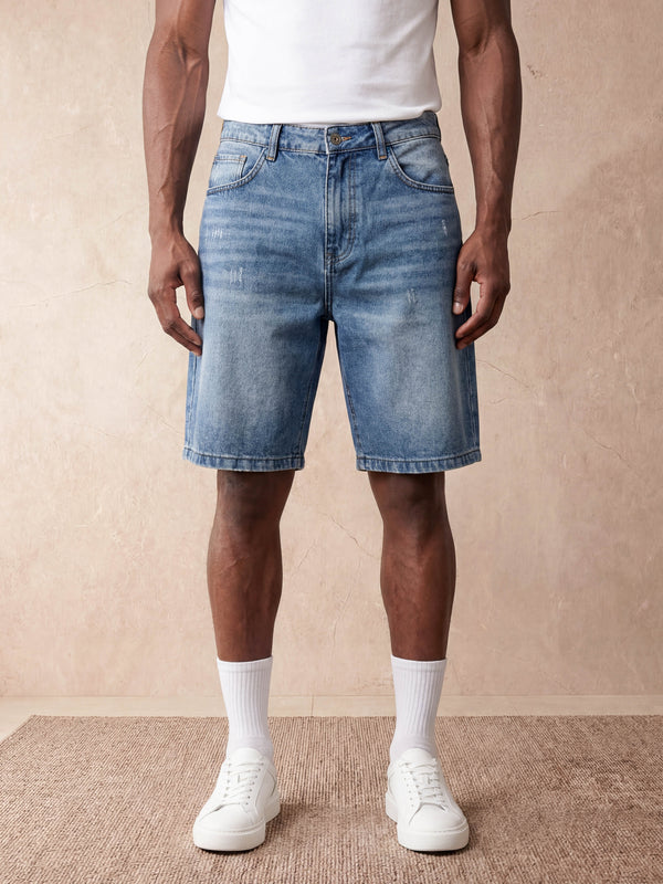 REGULAR FIT DENIM SHORTS | BLUE