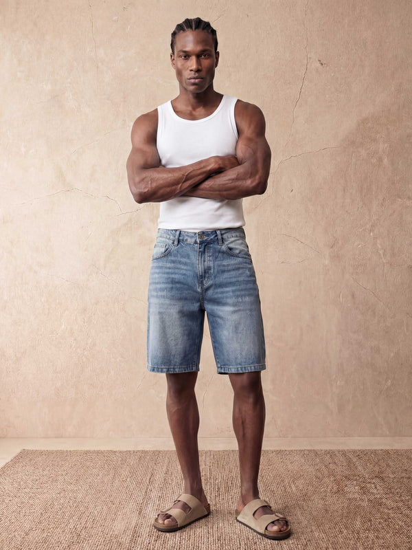 REGULAR FIT DENIM SHORTS | BLUE