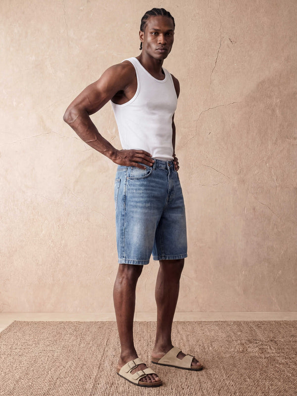 REGULAR FIT DENIM SHORTS | BLUE