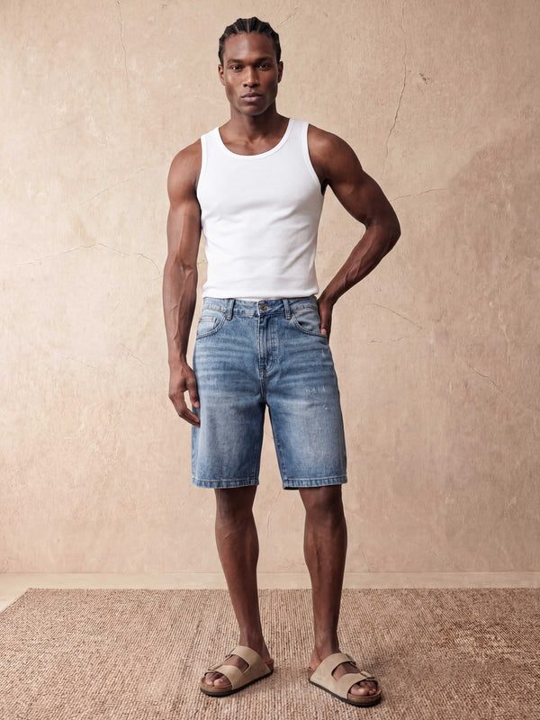 REGULAR FIT DENIM SHORTS | BLUE