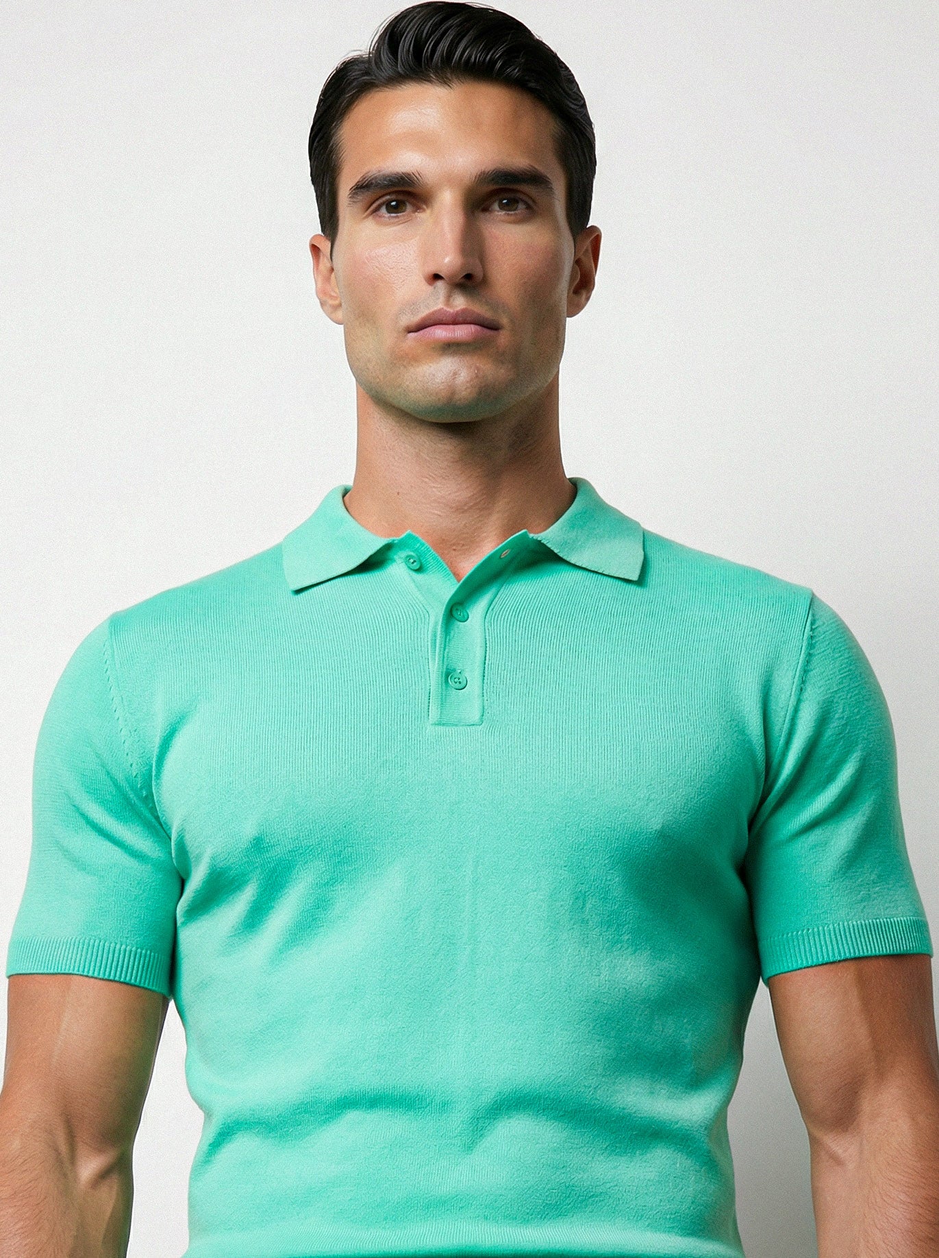 SHORT SLEEVE KNITTED POLO | WATER GREEN
