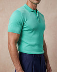 SHORT SLEEVE KNITTED POLO | WATER GREEN
