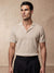 Man wearing beige knit shirt with vertical texture, Morengar summer style