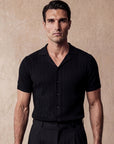 Vertical Texture Knit Shirt | Black