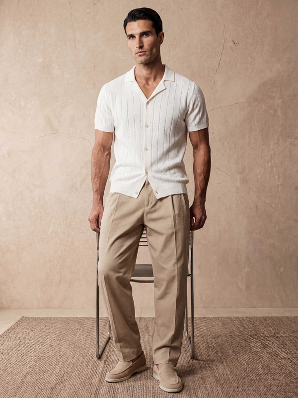 VERTICAL TEXTURE KNIT SHIRT | WHITE
