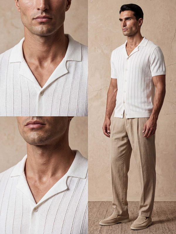 VERTICAL TEXTURE KNIT SHIRT | WHITE