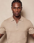 Half-Zip Knit Polo | Beige