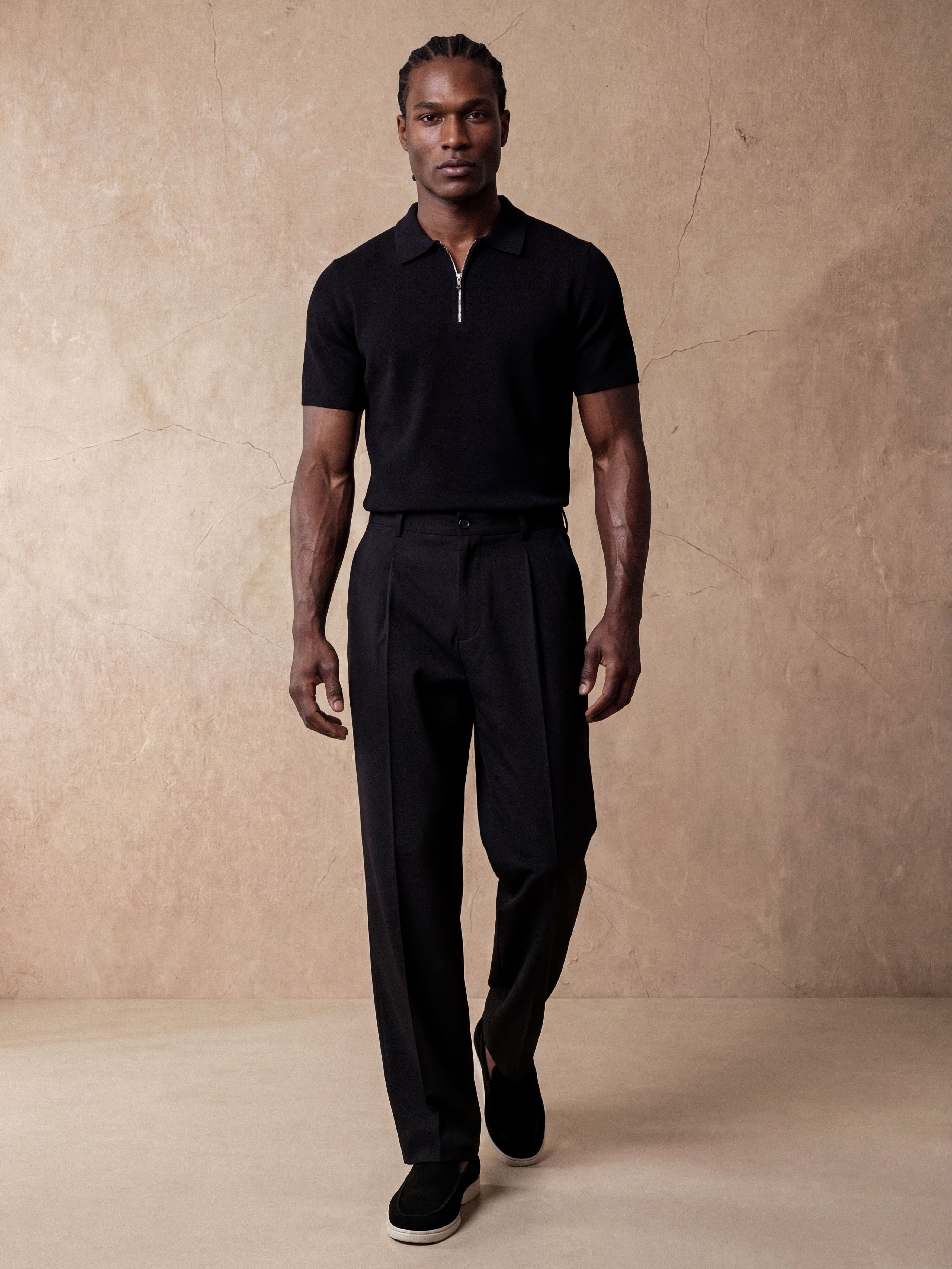 HALF-ZIP KNIT POLO | BLACK – Morengar