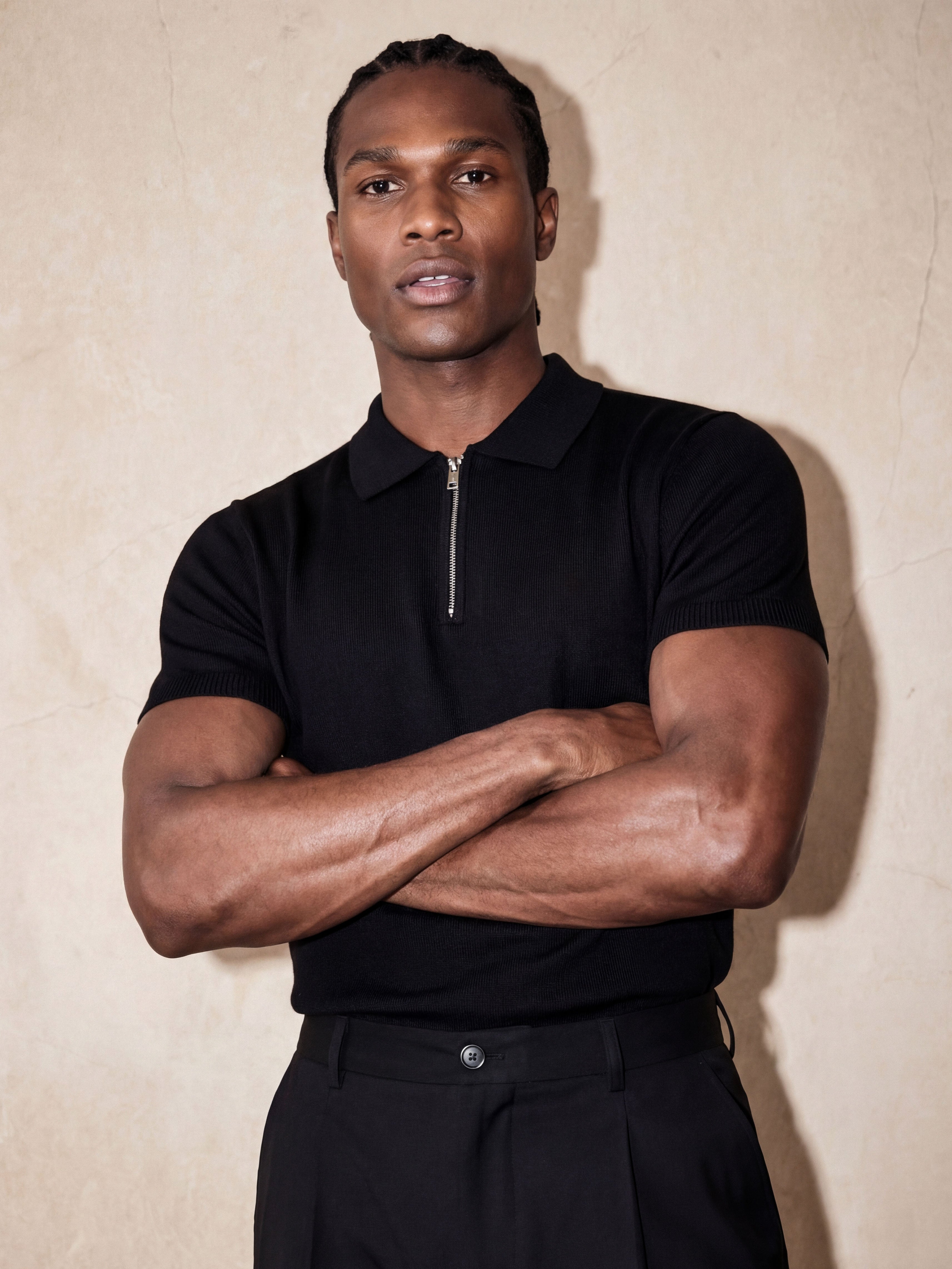 HALF-ZIP KNIT POLO | BLACK – Morengar