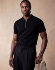Half-Zip Knit Polo | Black