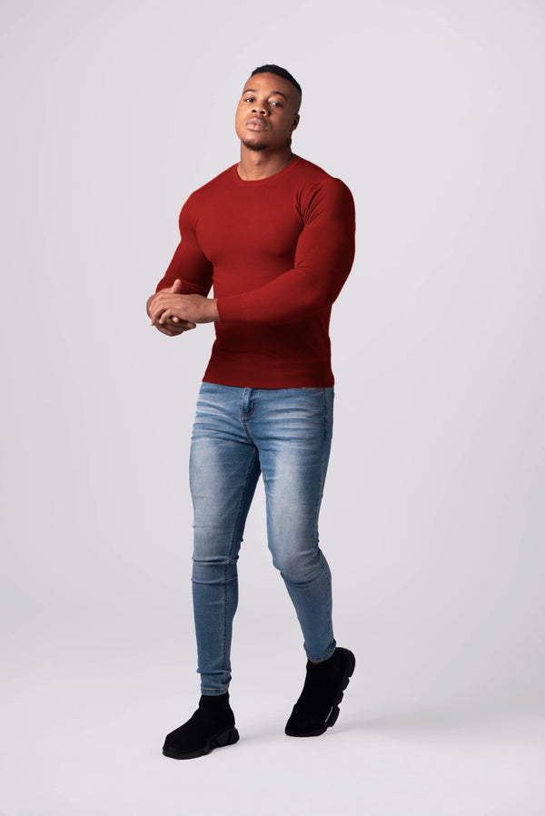 KNITTED ROUND NECK JUMPER | WINE