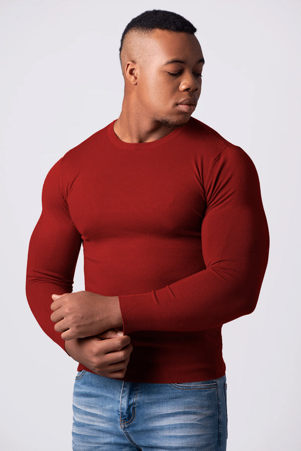 KNITTED ROUND NECK JUMPER | WINE