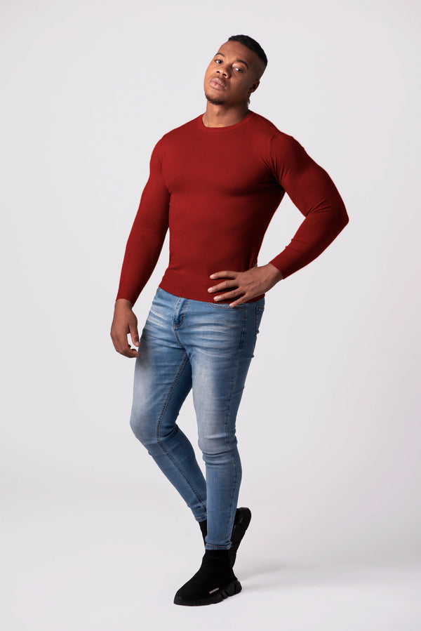 KNITTED ROUND NECK JUMPER | WINE