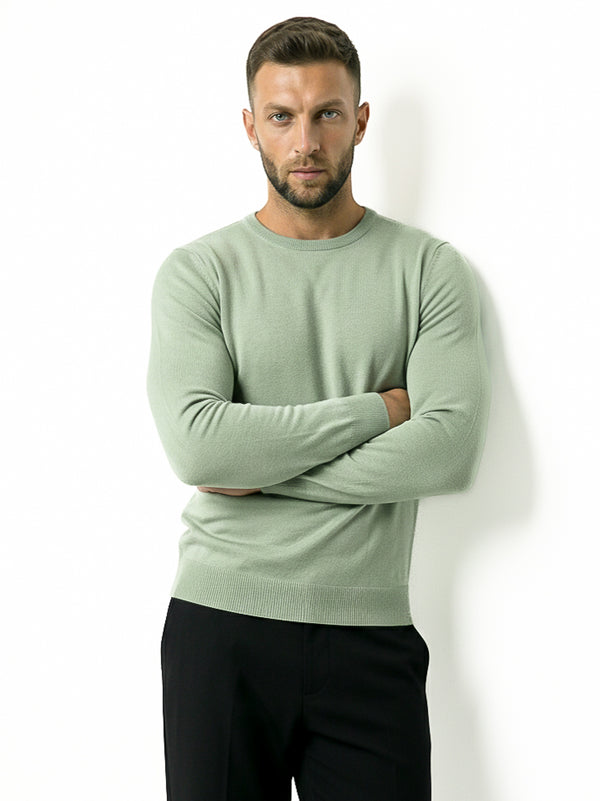 KNITTED ROUND NECK JUMPER | PASTEL GREEN
