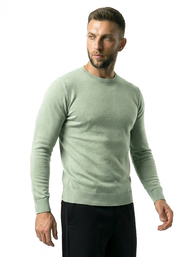 KNITTED ROUND NECK JUMPER | PASTEL GREEN
