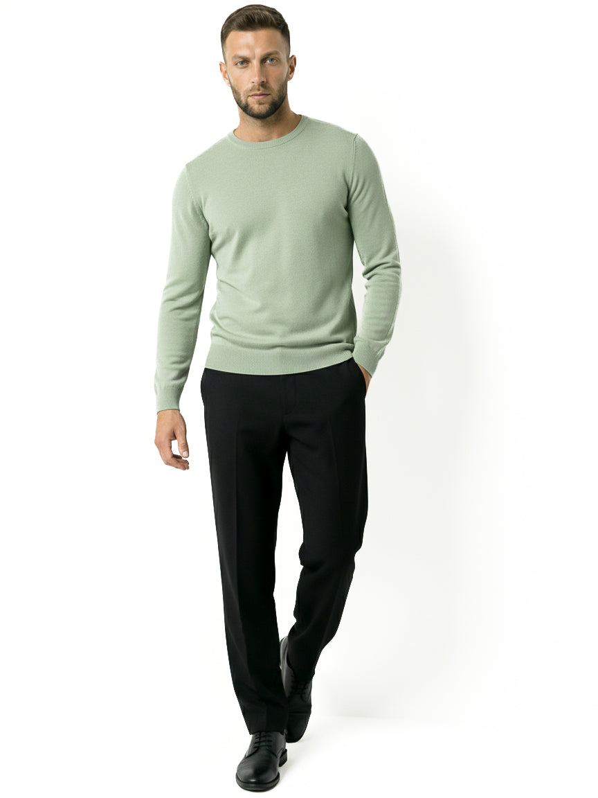 KNITTED ROUND NECK JUMPER | PASTEL GREEN