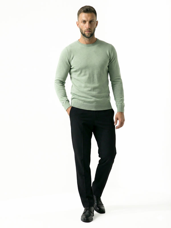 KNITTED ROUND NECK JUMPER | PASTEL GREEN