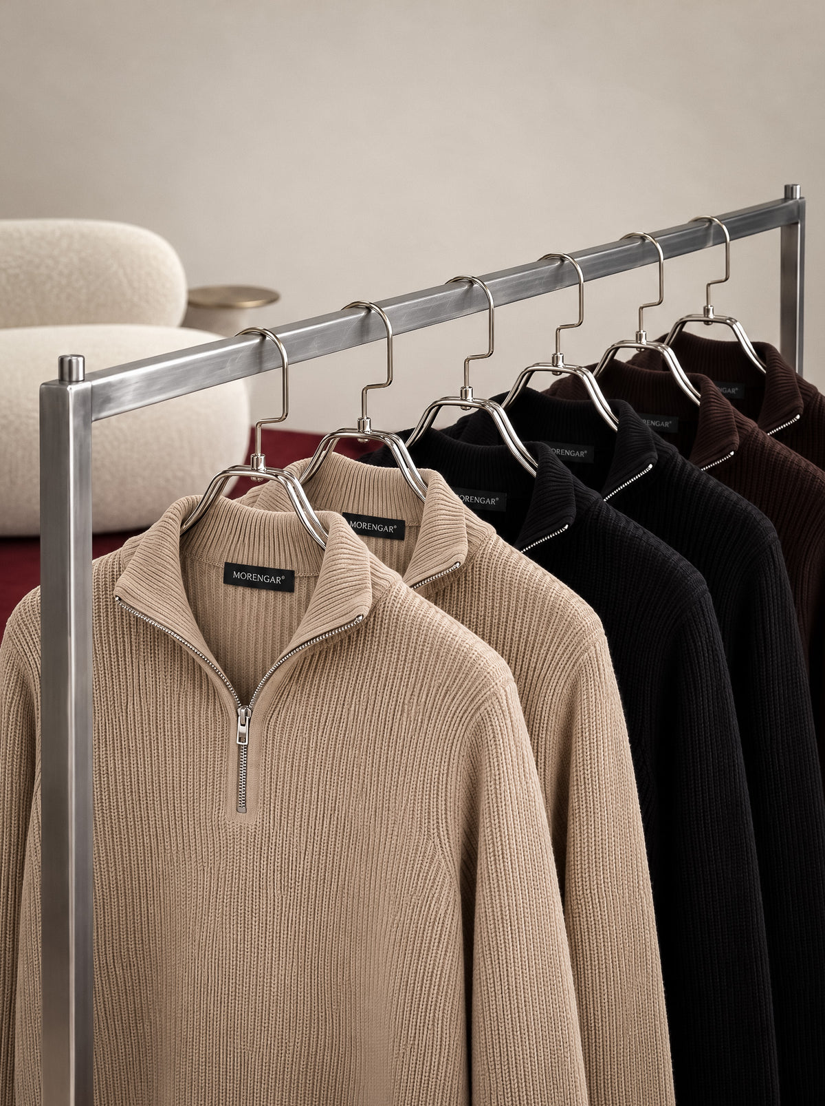 JERSEY PUNTO CANALÉ CUELLO CREMALLERA | BEIGE