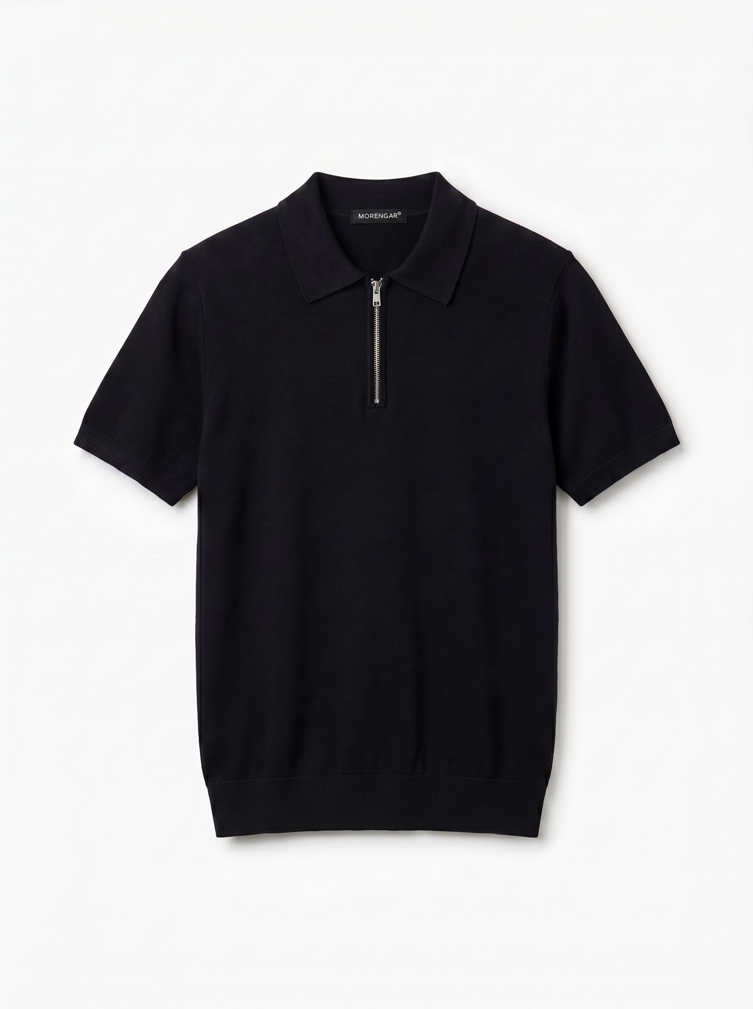 Morengar black knit polo shirt, product photo