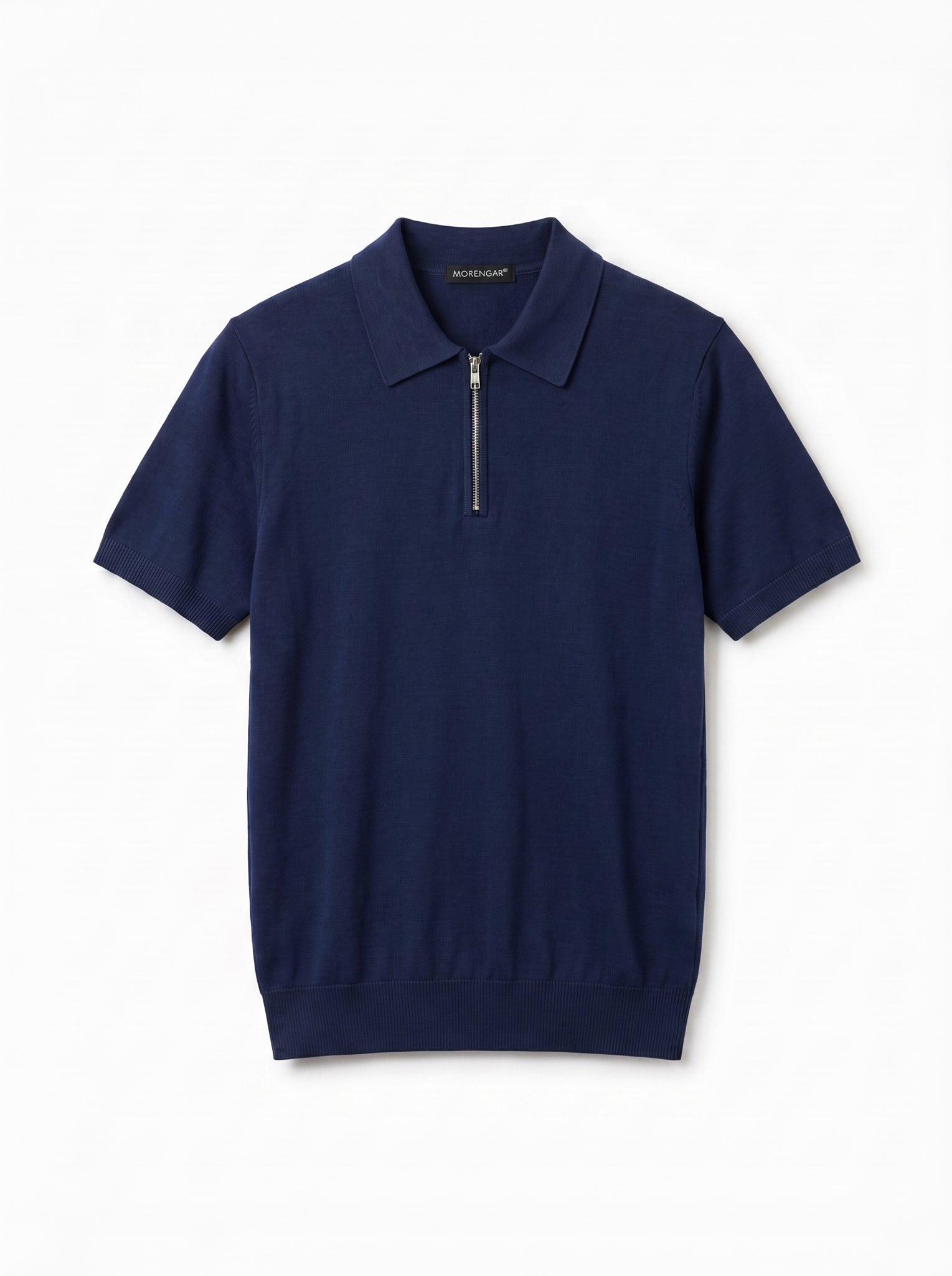 Morengar navy knit polo shirt, product photo