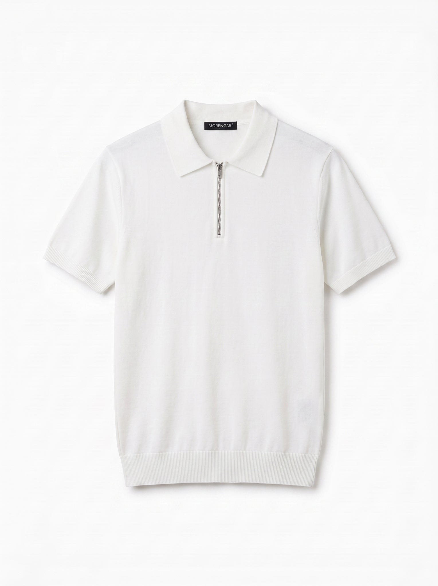Morengar half-zip knit polo for men in white — product photo