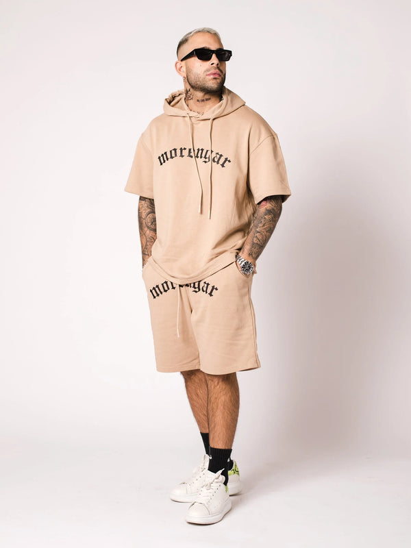 GEBOGENES LOGO-KAPUZENHEMD | BEIGE
