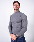 MORENGAR CLASSIC WOOL KNITTED JUMPER IN GREY WITH MEDIUM NECK