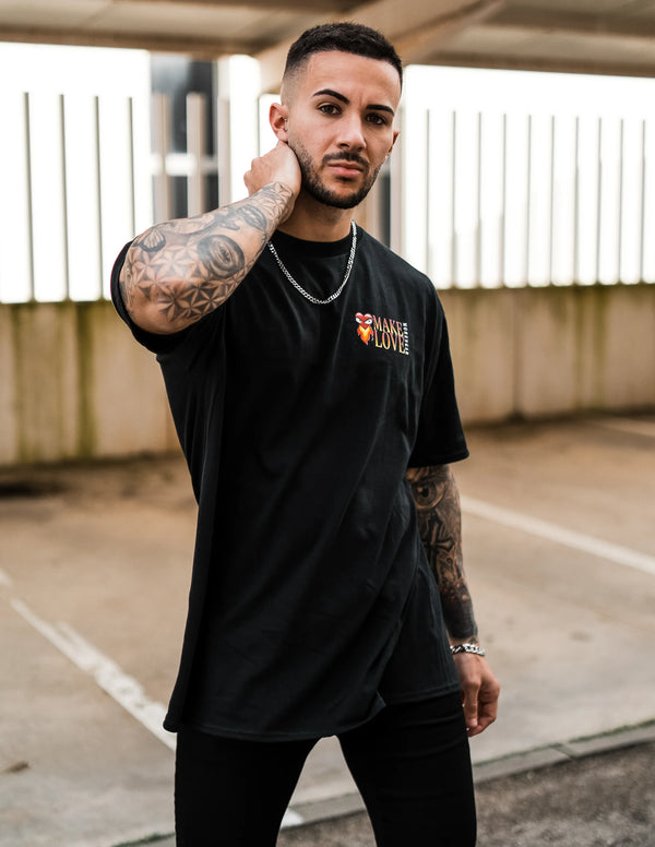 T-SHIRT MAKE LOVE | SCHWARZ