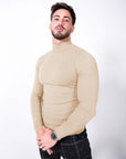 MORENGAR CLASSIC WOOL KNITTED JUMPER IN BEIGE WITH MEDIUM NECK