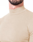 MORENGAR CLASSIC WOOL KNITTED JUMPER IN BEIGE WITH MEDIUM NECK